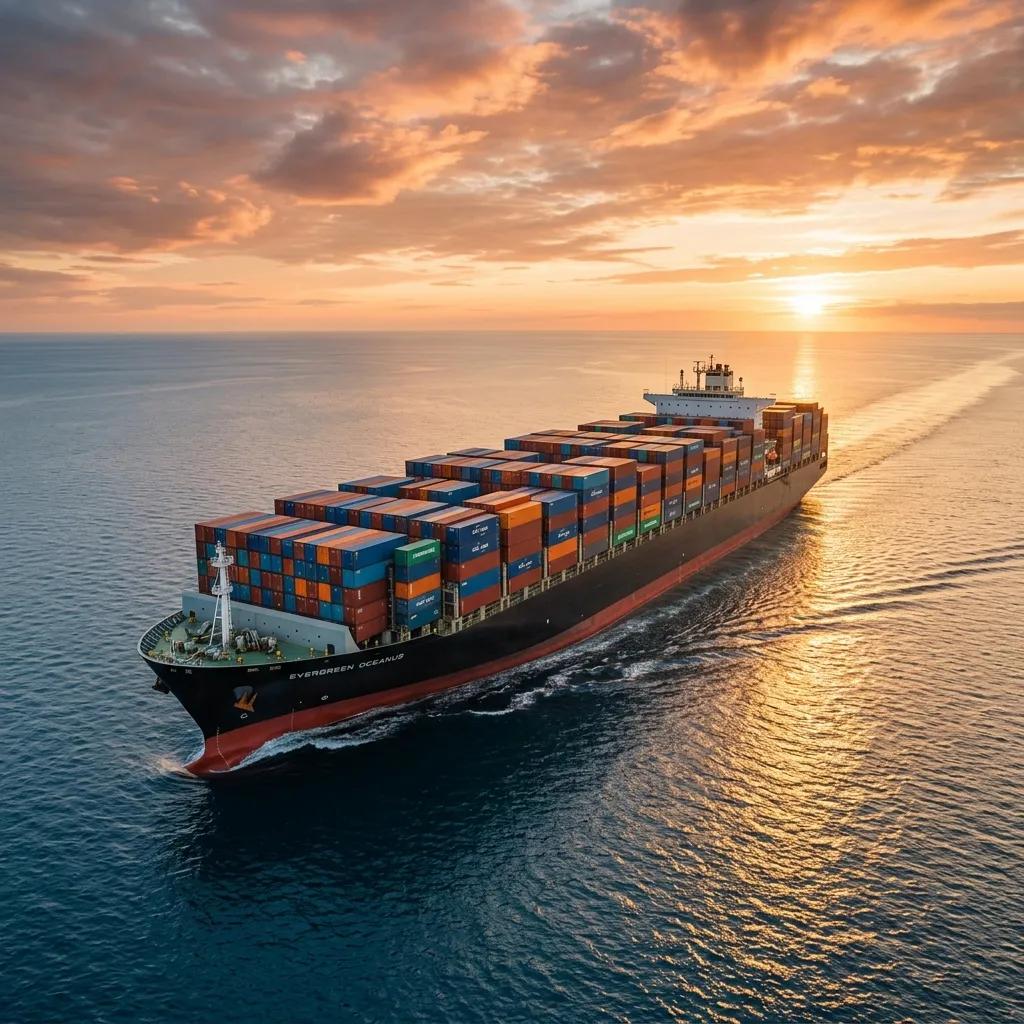 Container vessel at sea